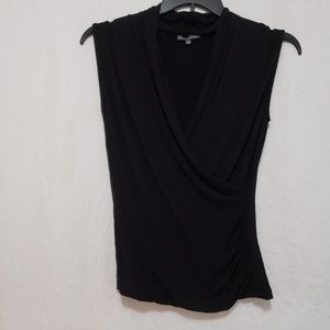 Adrianna Papell black wrap cap sleeve top, Small